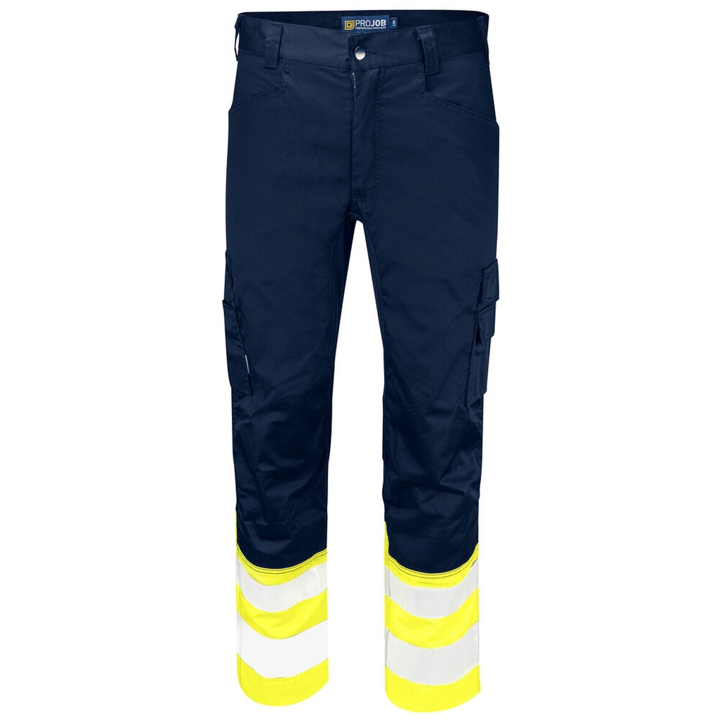 [646537-10-84] Projob - 6537 Signalisatie Stretchbroek Met Kniezakken En Iso 20471 Klasse 1 (D84, Geel/Marine)