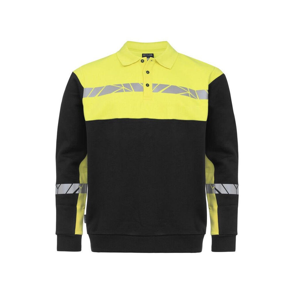 [647100-9910-3] Projob - 7100 Polosweater (XS, Zwart/geel)