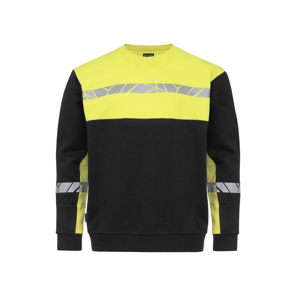 [647101-9910-3] Projob - 7101 Sweater Ronde Hals (XS, Zwart/geel)