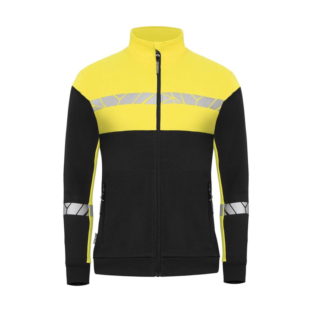 [647105-9910-3] Projob - 7105 Sweater Met Volledige Ritssluiting Dames (XS, Zwart/geel)