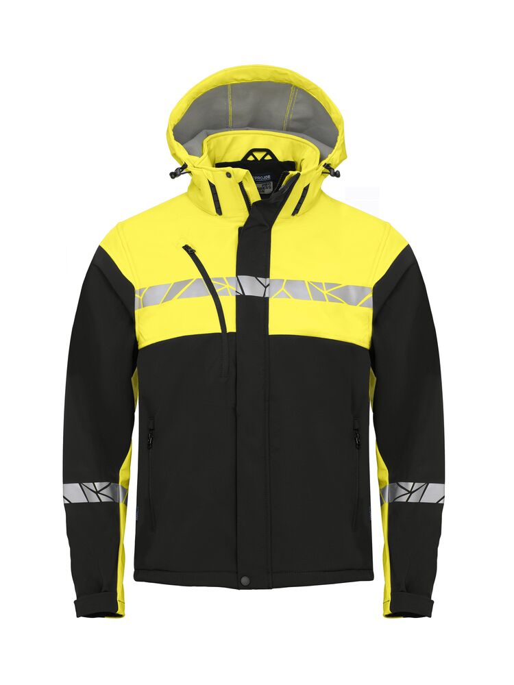 [647400-9910-3] Projob - 7400 Softshell (XS, Zwart/geel)