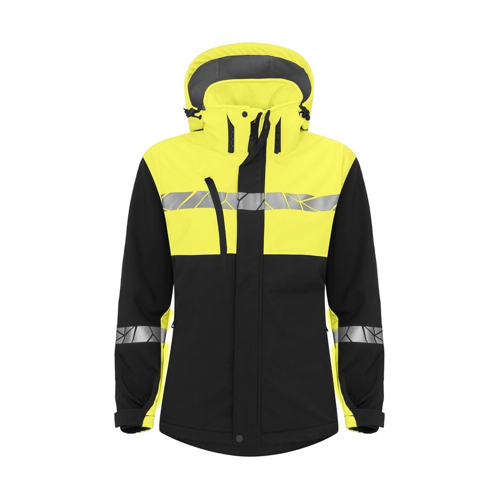 [647417-9910-3] Projob - 7417 Softshell Jas Dames (XS, Zwart/geel)