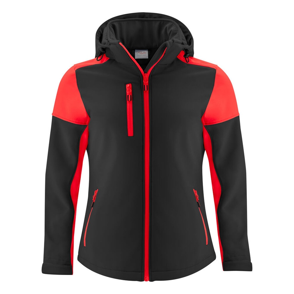 [2261066-9040-3] Printer - Prime Softshell Jas Dames (XS, Zwart/Rood)