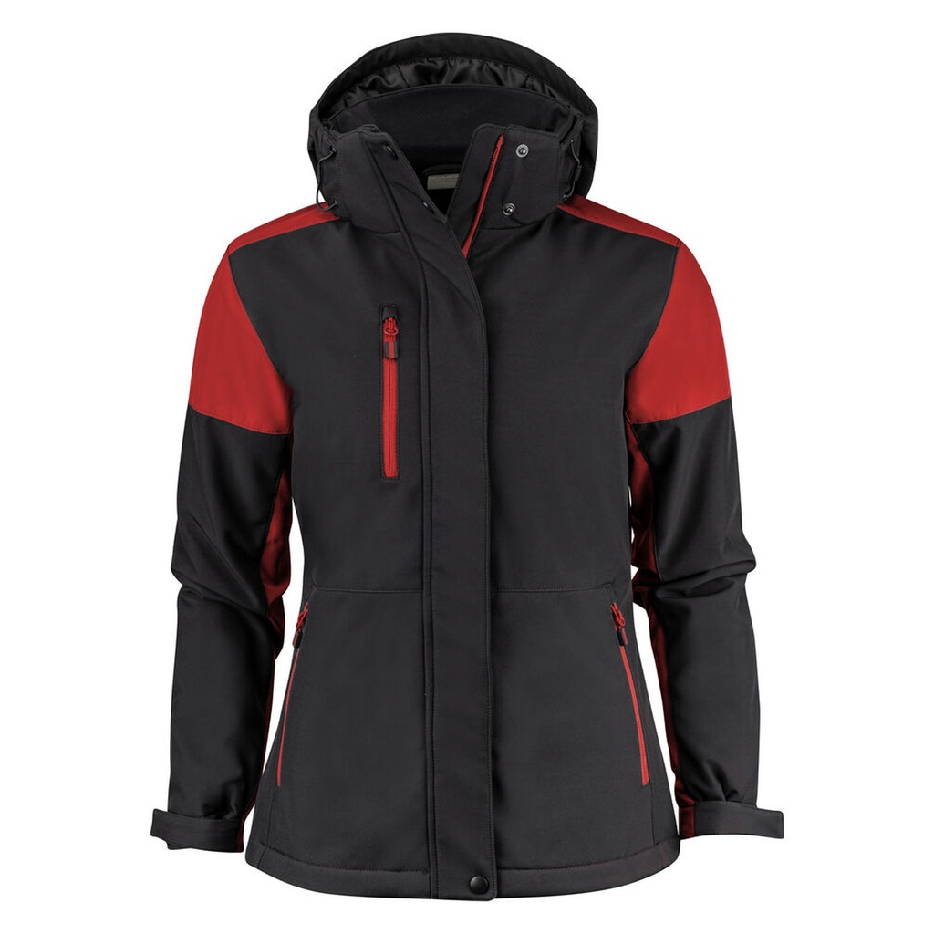 [2261072-9040-3] Printer - Prime Padded Softshell Jas Dames (XS, Zwart/Rood)