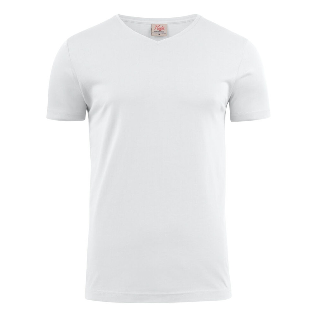 [2264024-100-4] Printer - Heavy V-Neck T-Shirt Heren (S, Wit)