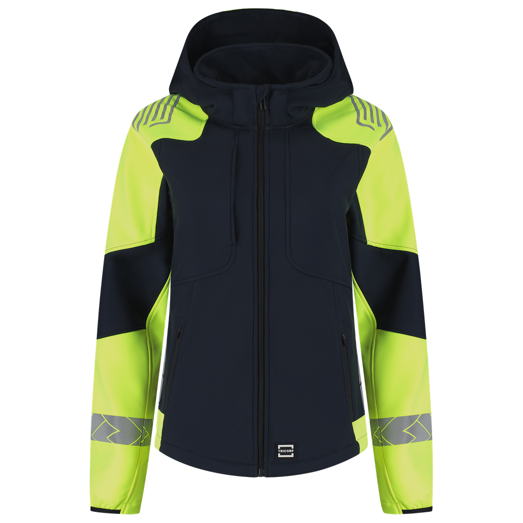 [406115InkFluoryellowXS] Tricorp - Softshell Capuchon Reflective Redefined Dames (XS, InkFluoryellow)