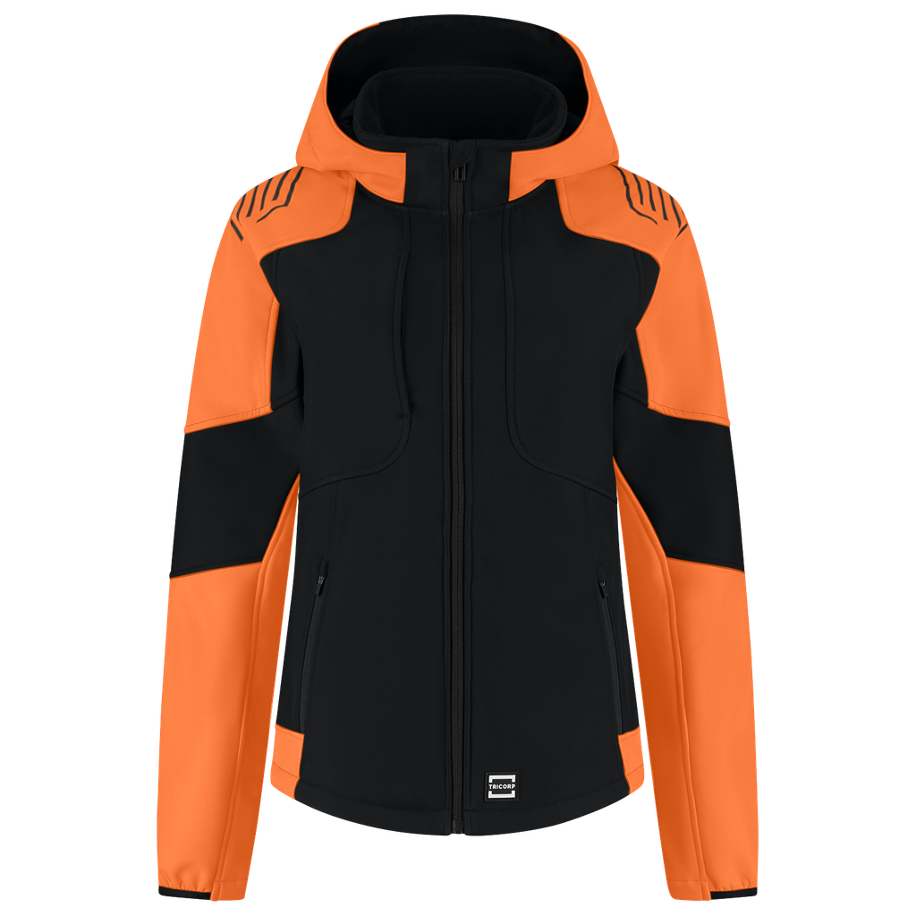 [406119BlackOrangeXS] Tricorp - Softshell Capuchon Bicolor Redefined Dames (XS, BlackOrange)