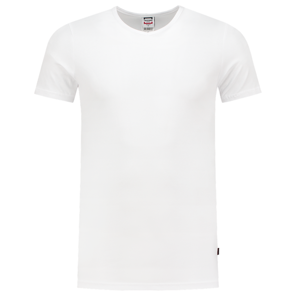 [101012WhiteXS] Tricorp - T-shirt Elastaan Fitted V Hals (XS, Wit)