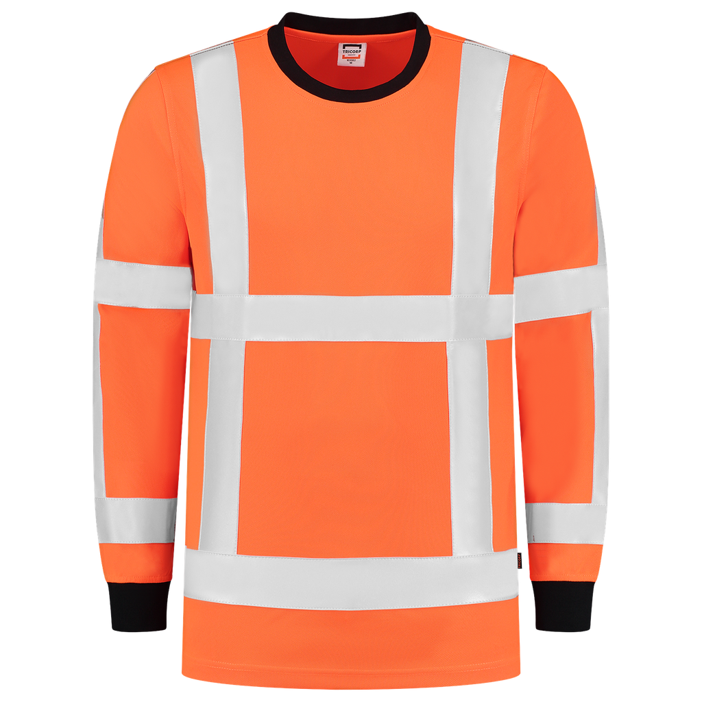 [103002FluororangeXS] Tricorp - T-shirt RWS Birdseye Lange Mouw (XS, Fluororange)