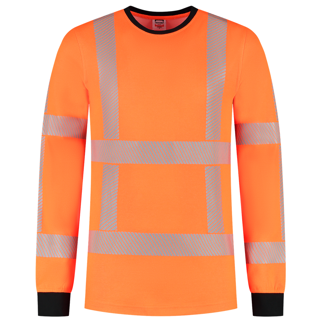 [103702FluororangeXS] Tricorp - T-shirt RWS Revisible Lange Mouw (XS)