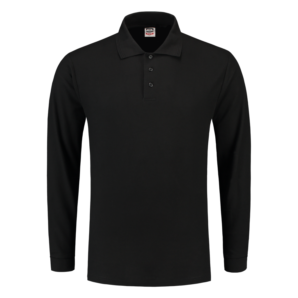 [201008BlackXS] Tricorp - Poloshirt 100% Katoen Lange Mouw (XS, Black)