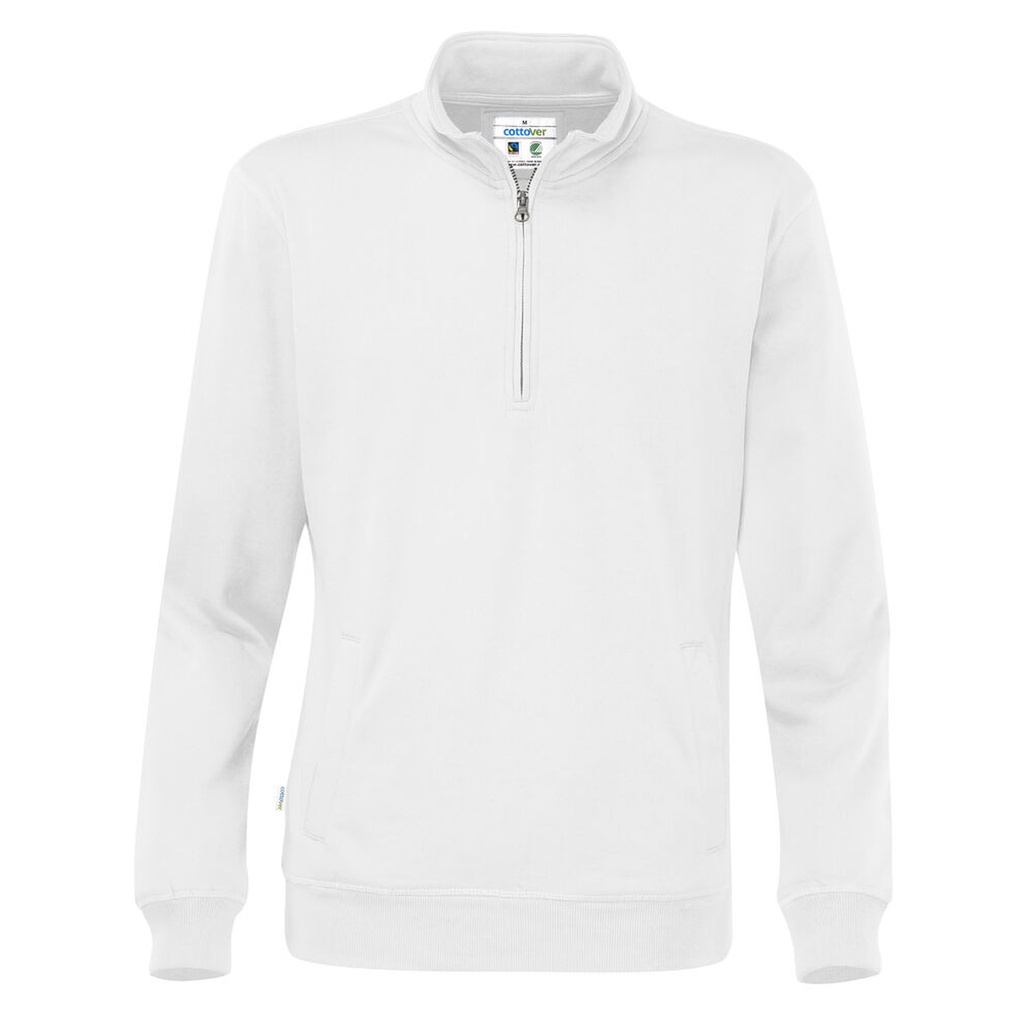 [141012-100-4] Cottover - Sweater Half Zip Unisex  (S, Wit)