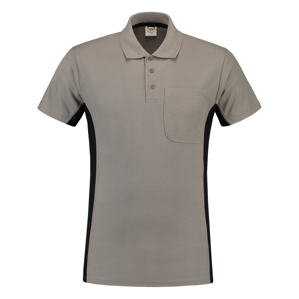 [202002GreyBlackXS] Tricorp - Poloshirt Bicolor Borstzak (XS, GreyBlack)