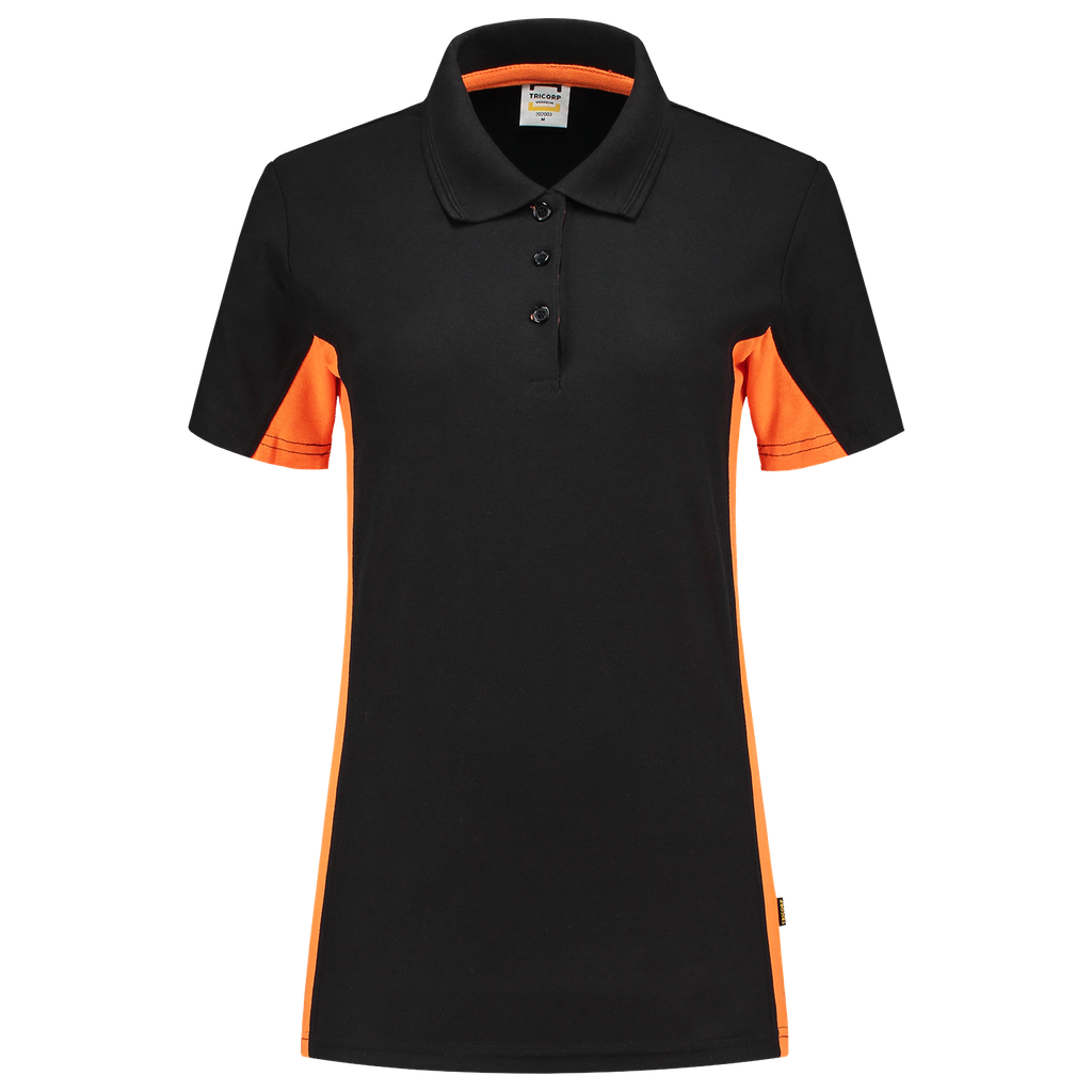 [202003BlackOrangeXS] Tricorp - Poloshirt Bicolor Dames (XS, BlackOrange)