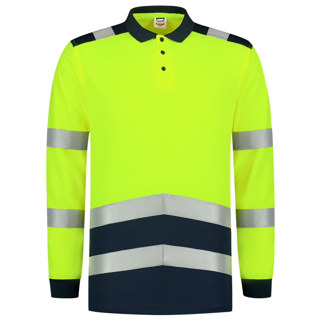 [203008FluoryellowInkXS] Tricorp - Poloshirt High Vis Bicolor Lange Mouw (XS, FluoryellowInk)
