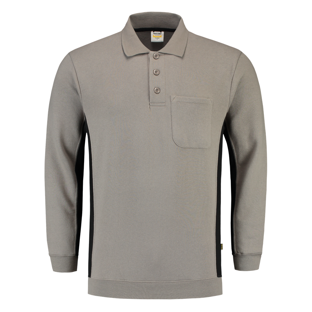 [302001GreyBlackXS] Tricorp - Polosweater Bicolor Borstzak (XS, GreyBlack)