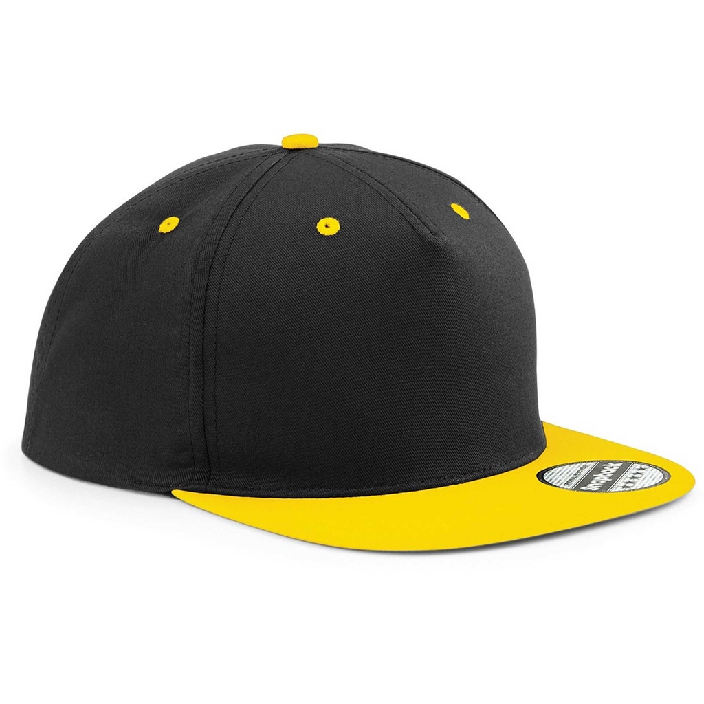 [B610C_55865_55858] Beechfield - 5 Panel Contrast Snapback Cap (Black / Yellow)
